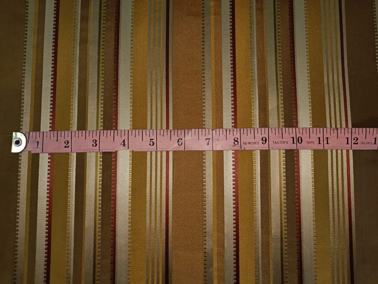 100% SILK TAFFETA Fabric Gold &amp; Wine color with Satin STRIPES 54"wide TafS73[1]