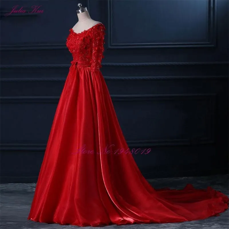 3D Flowers Floor Length Formal Dresses A Line Evening Formal Ball Gown Dress