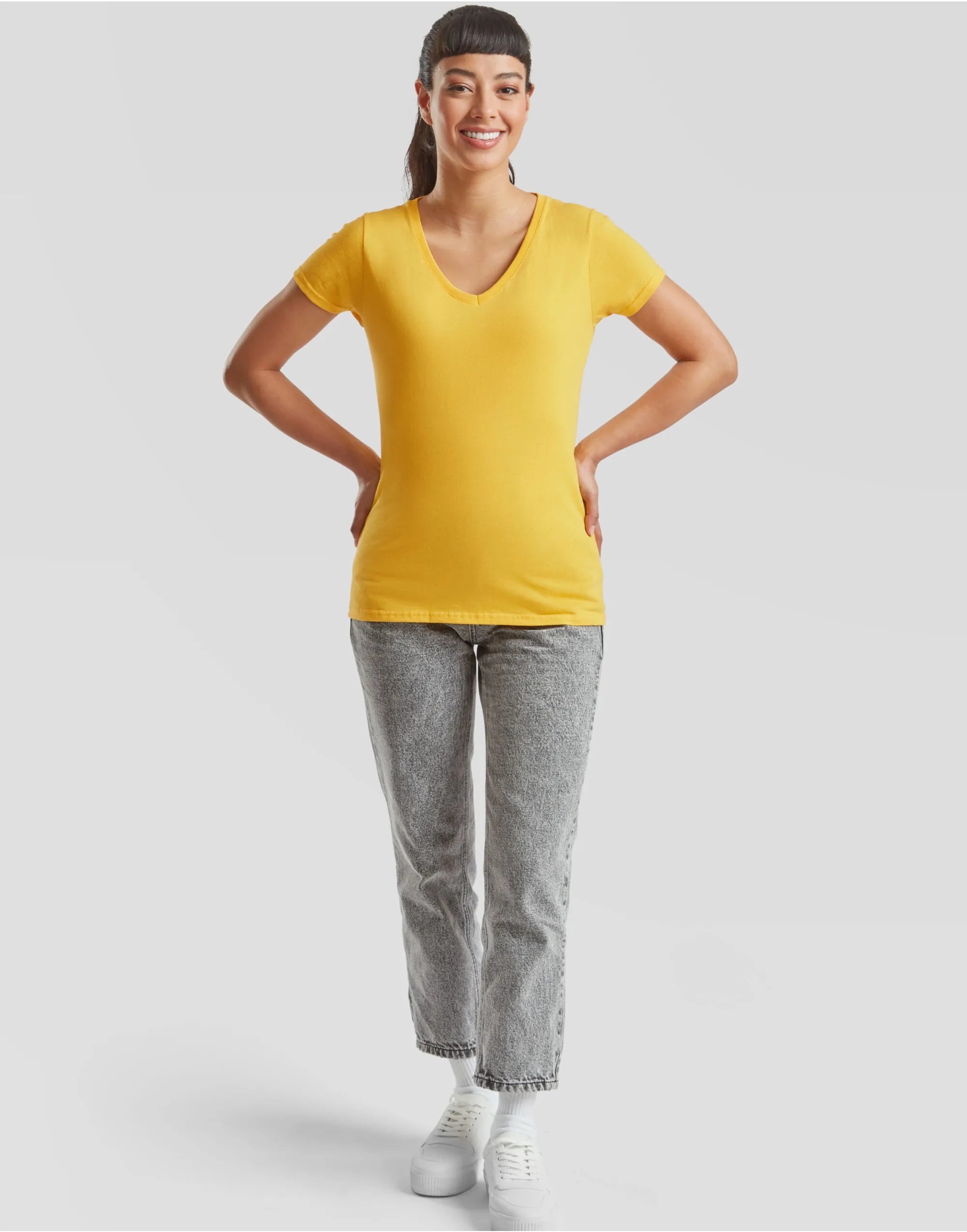 61398 FOTL Ladies Valueweight V Neck T
