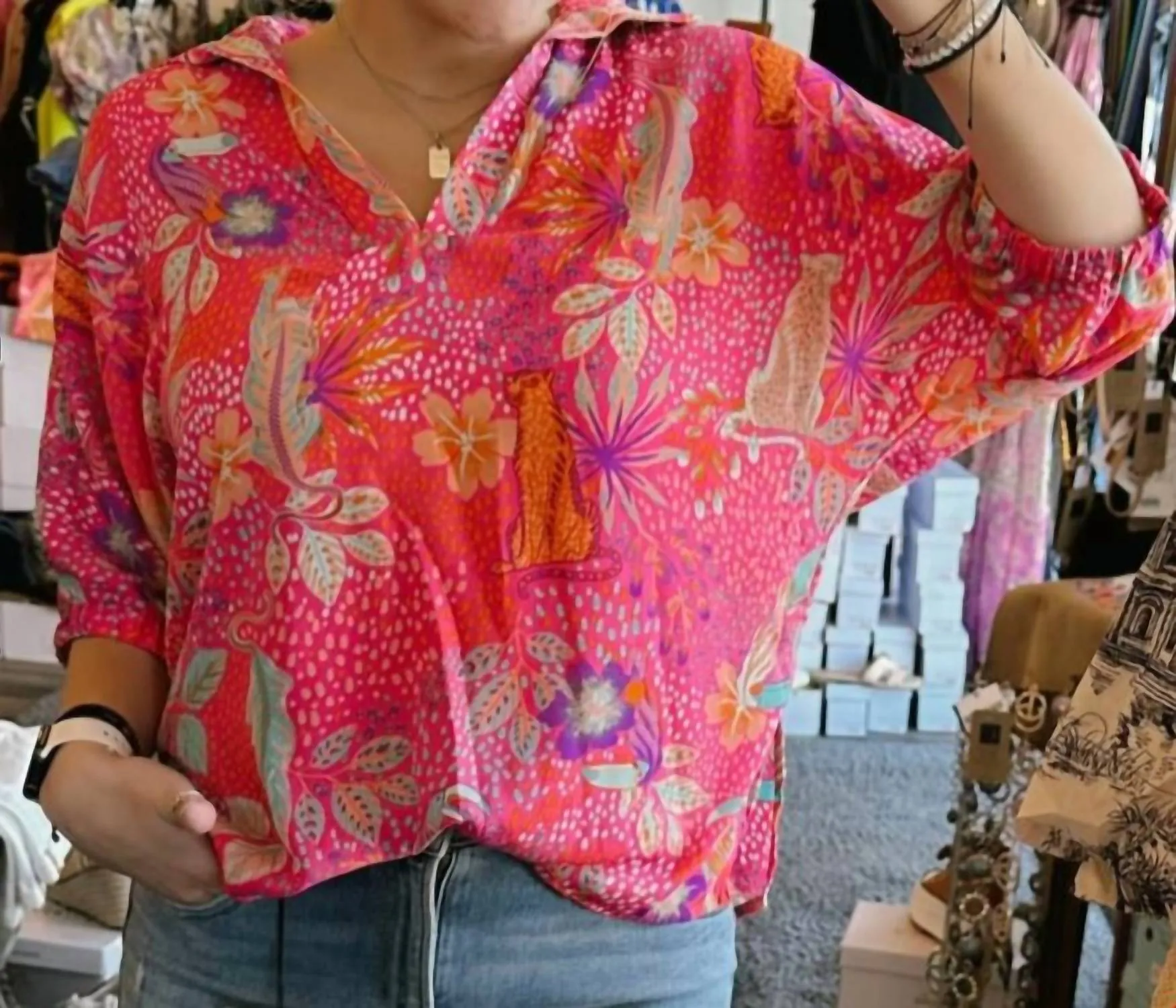 Adrienne - Jungle Party V-neck Top