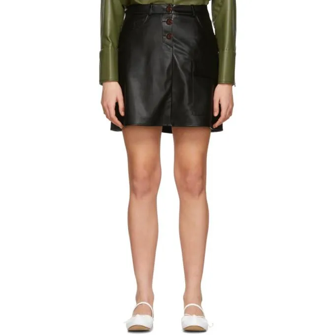 Aeron SSENSE Exclusive Black Faux-Leather Thelma Skirt