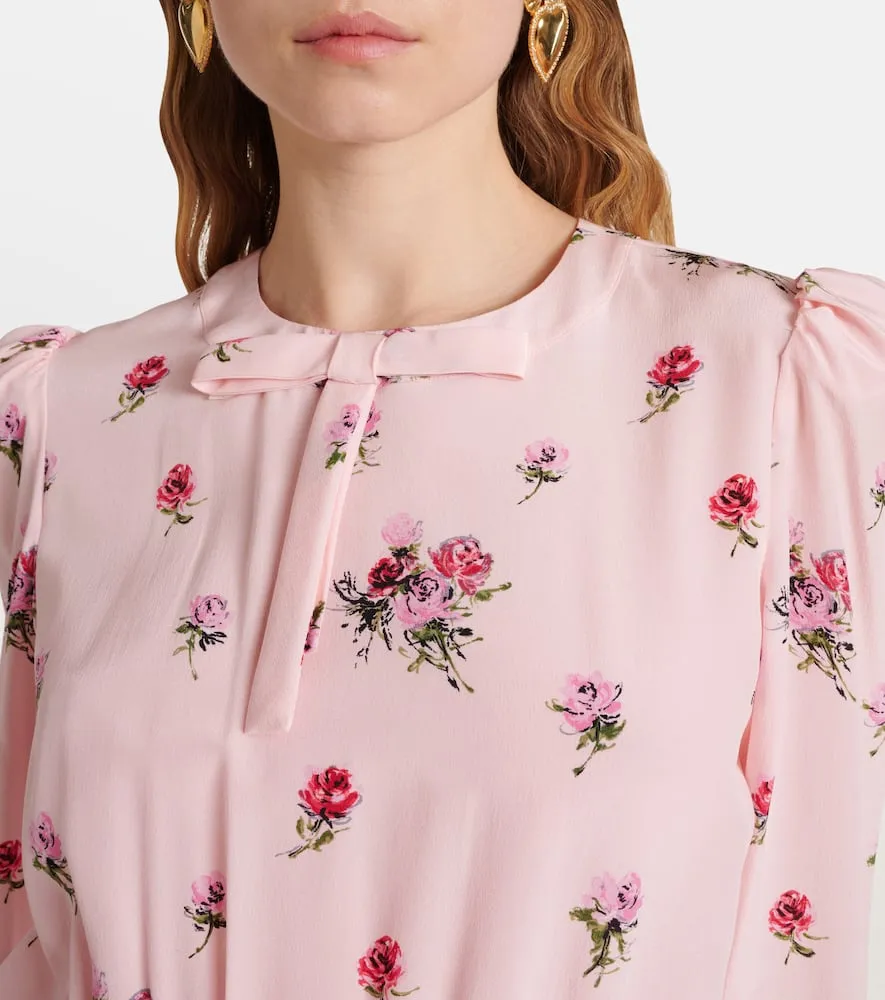 Alessandra Rich Floral pleated silk midi dress