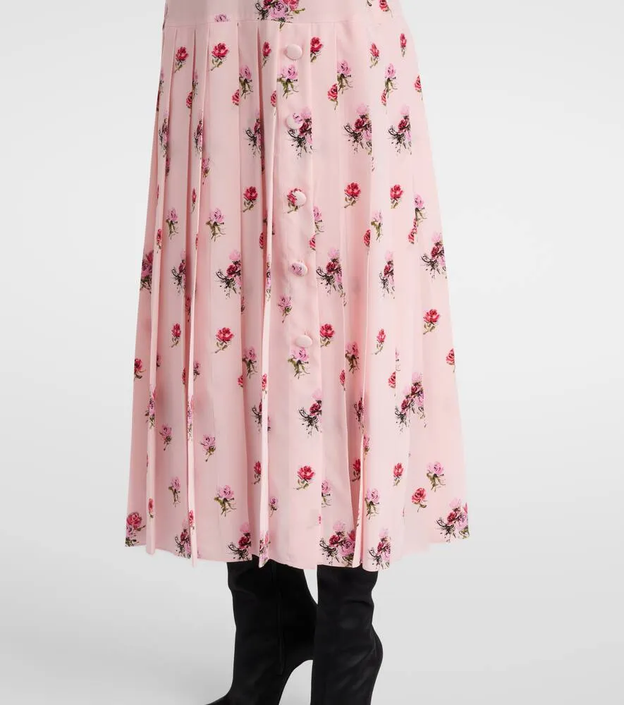 Alessandra Rich Floral pleated silk midi dress
