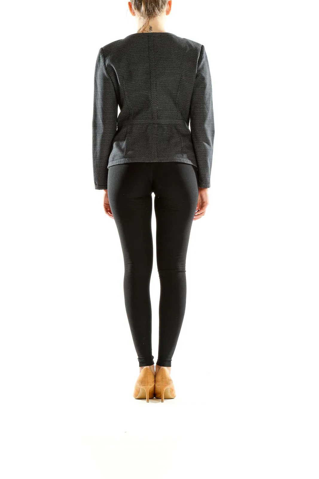 Black Textured Zip-Up Jacket