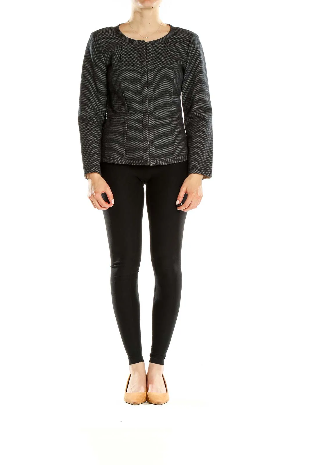 Black Textured Zip-Up Jacket