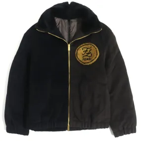 Fendi Bicolor Logo Patch Mouton Jacket