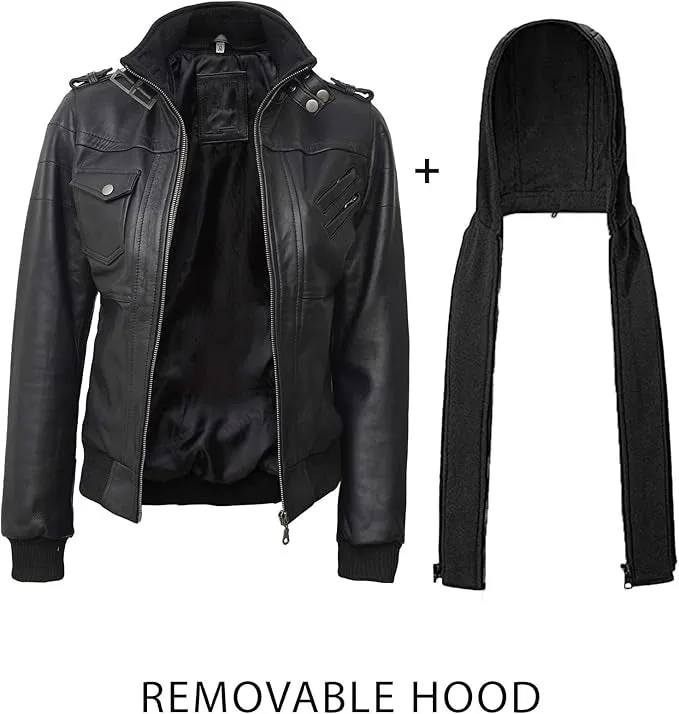 Hooded Leather Jacket Women - Leather Jacket Women