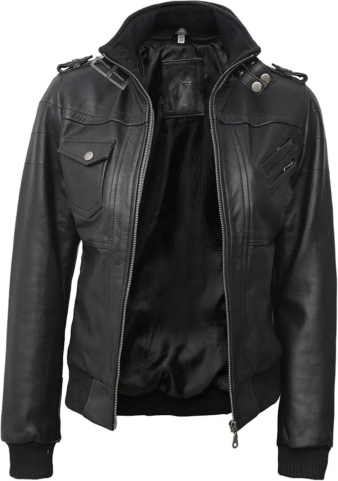 Hooded Leather Jacket Women - Leather Jacket Women