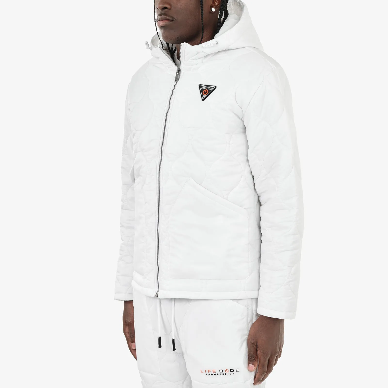 LIFE CODE WHITE QUILTED JACKET