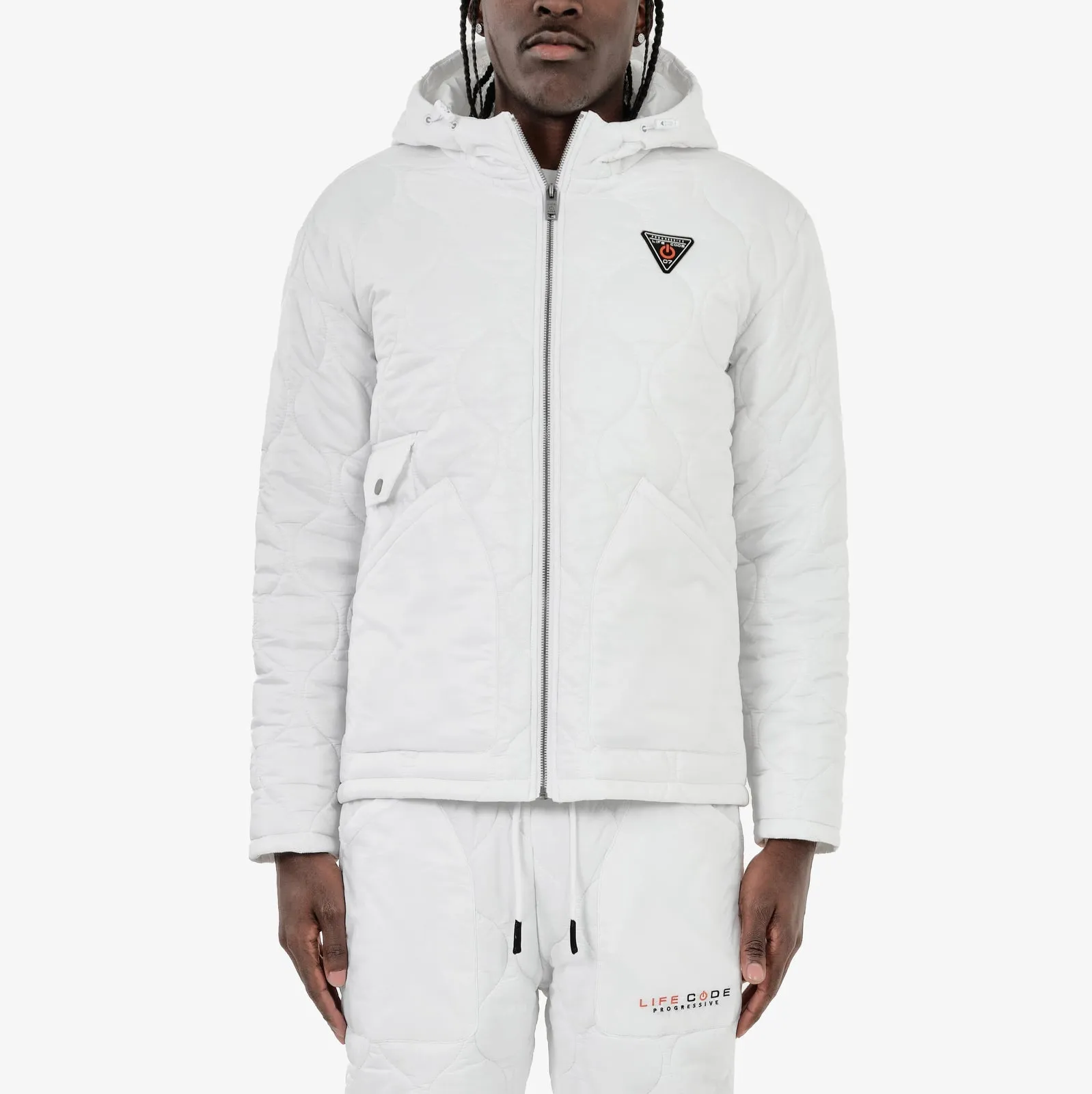 LIFE CODE WHITE QUILTED JACKET