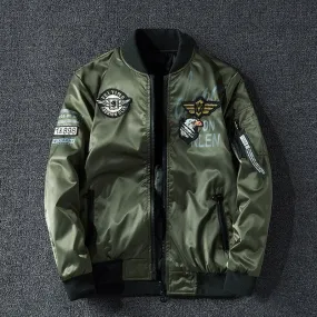 Men Embroidery Parkas Casual Bomber Jacket