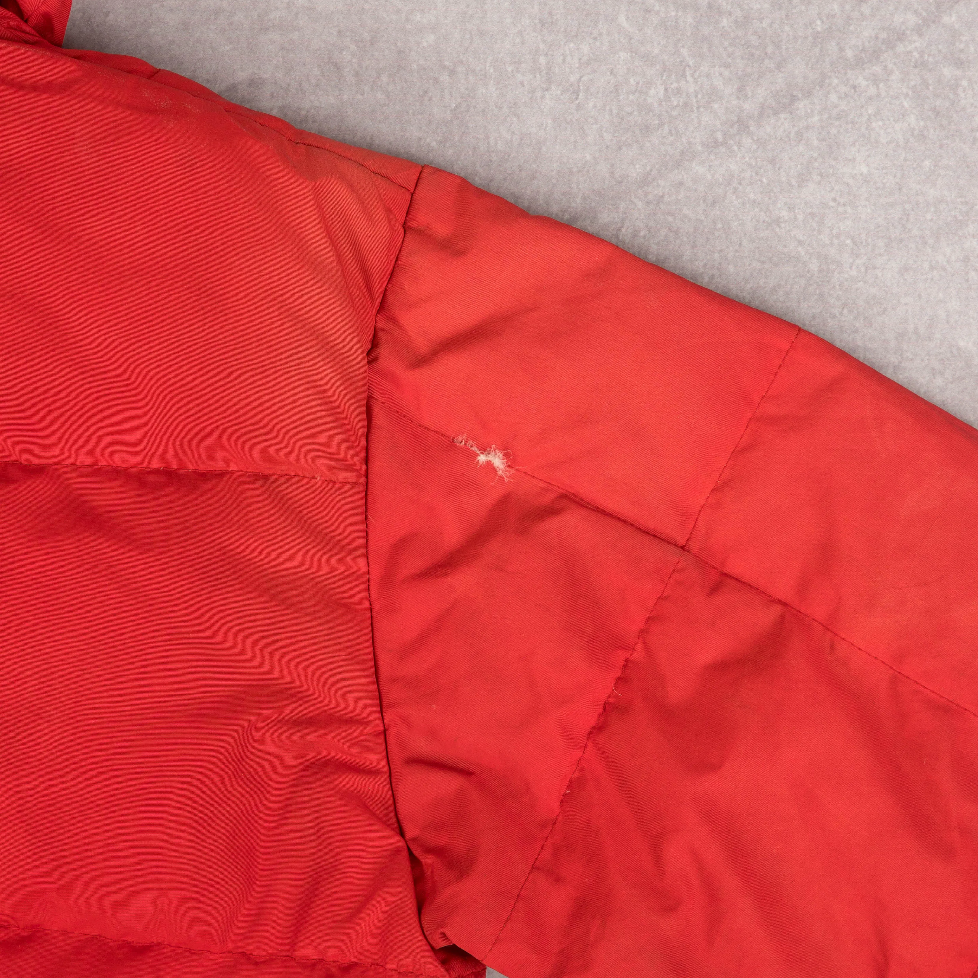 MEN'S VINTAGE 1990S EDDIE BAUER GOOSE DOWN QUILTED HOODED JACKET - LARGE
