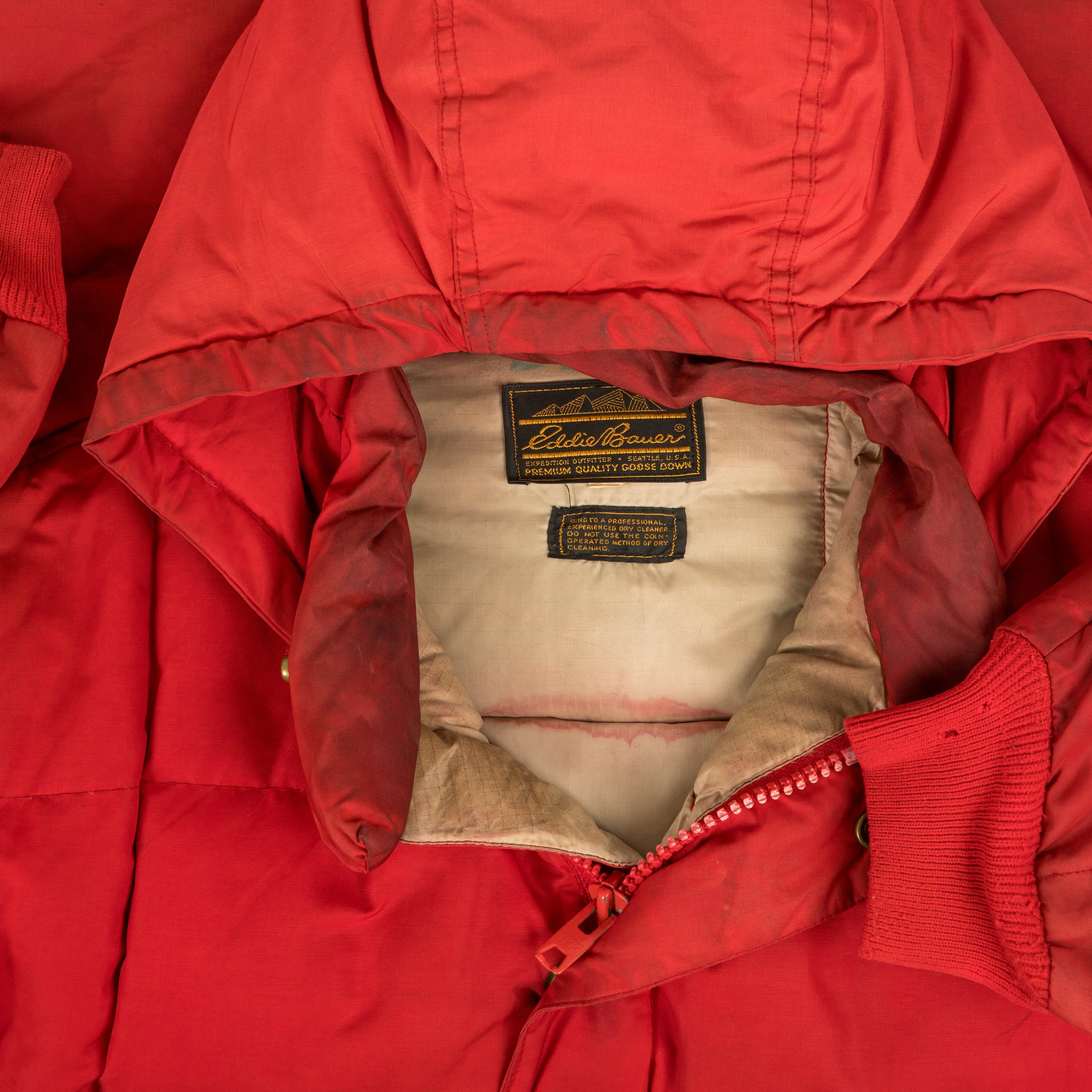 MEN'S VINTAGE 1990S EDDIE BAUER GOOSE DOWN QUILTED HOODED JACKET - LARGE