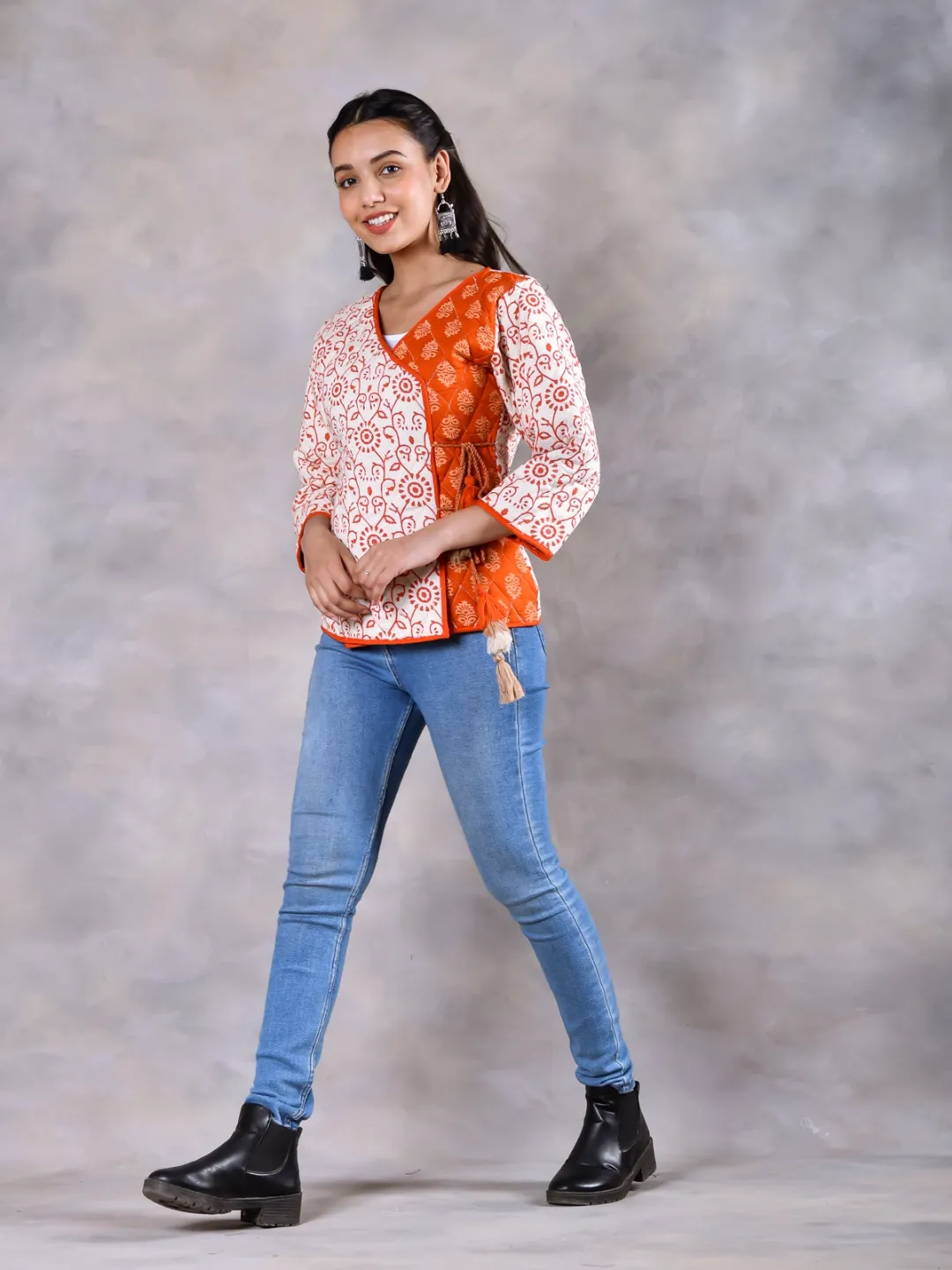 Morning Glory Off White & Rust Quilted Jacket