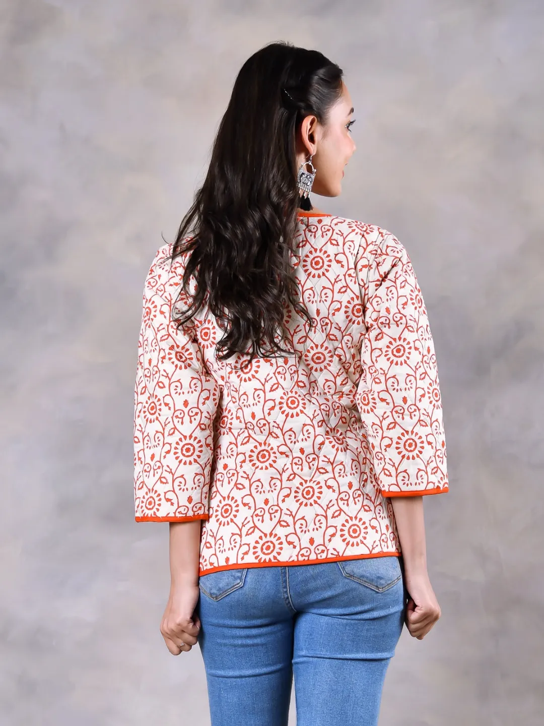 Morning Glory Off White & Rust Quilted Jacket
