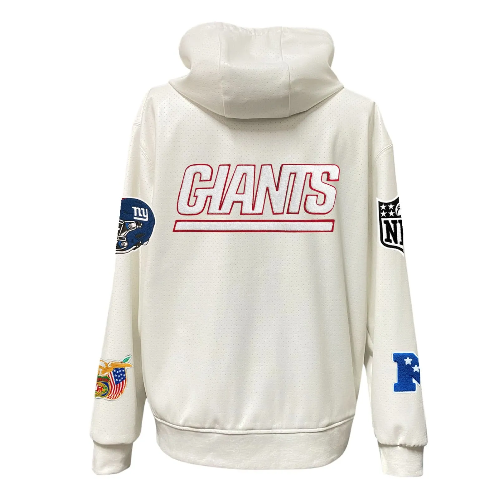 NEW YORK GIANTS LIGHTWEIGHT VEGAN ZIP-UP HOODED JACKET WHITE