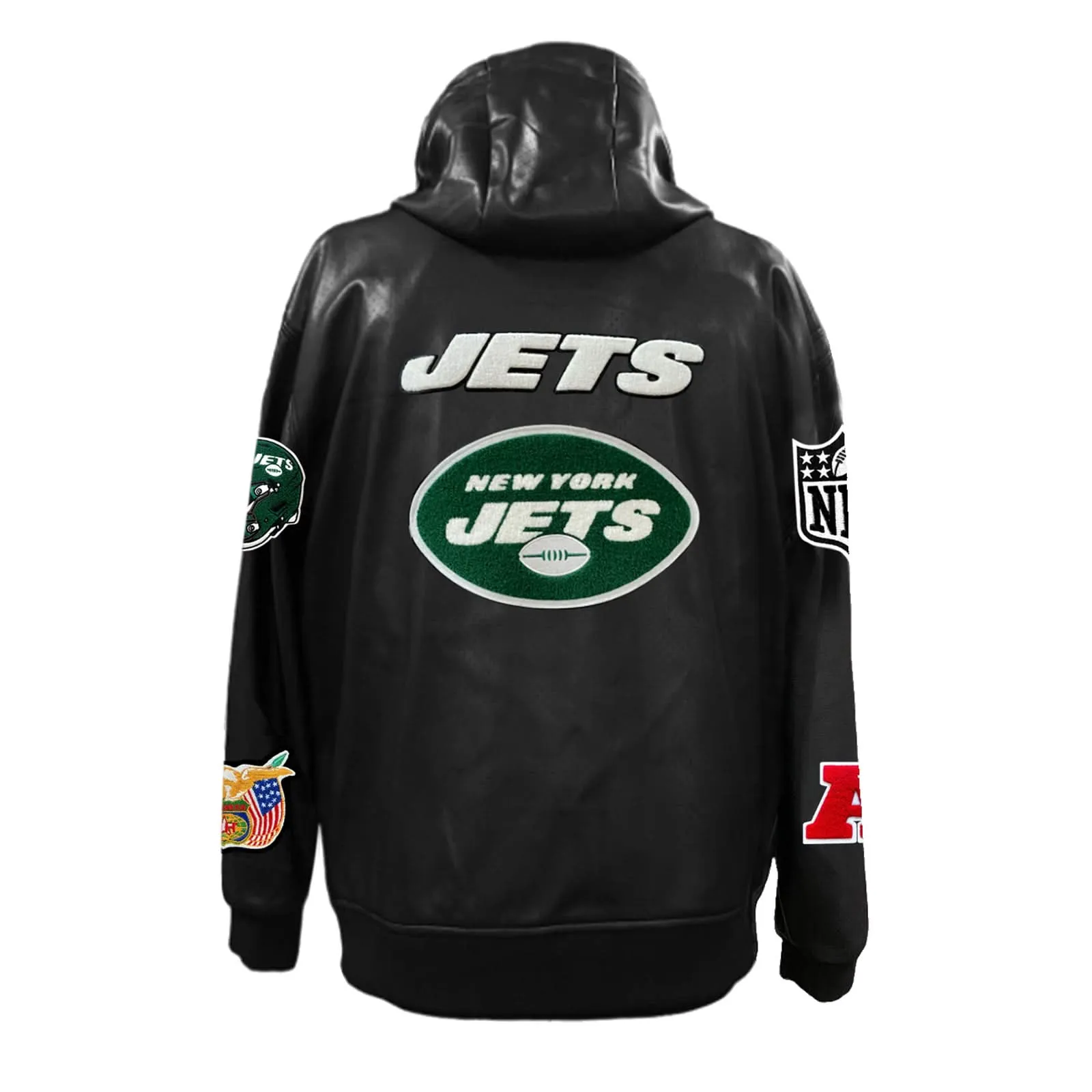 NEW YORK JETS LIGHTWEIGHT VEGAN ZIP-UP HOODED JACKET
