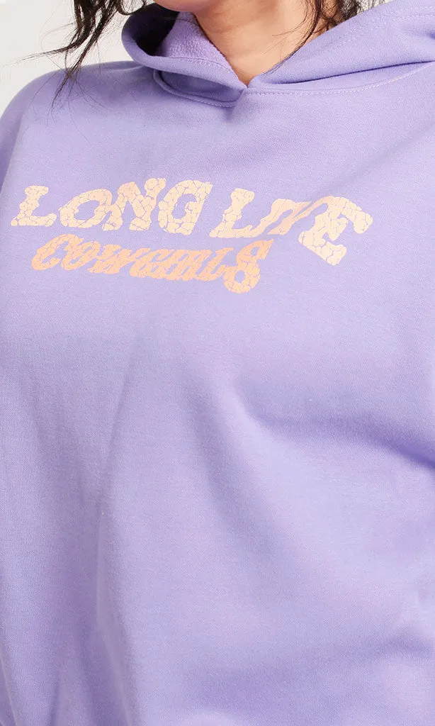 R206858 -Melton Hoodie - Purple with Graphic Print