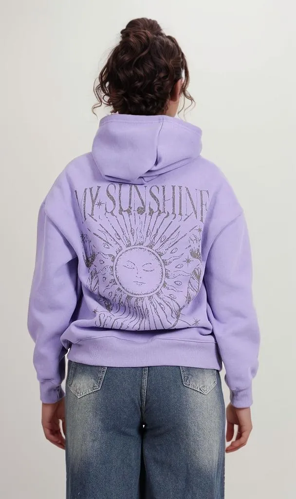 R206861-R206861 - Graphic Hoodie - Lilac