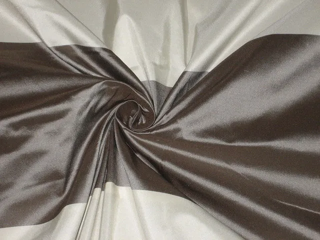 Silk Taffeta Fabric Taupe and Cream Stripes  110" wide TAF#S98
