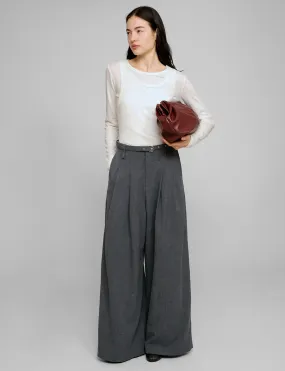 Smocking Grey Belted Wide Leg Pants