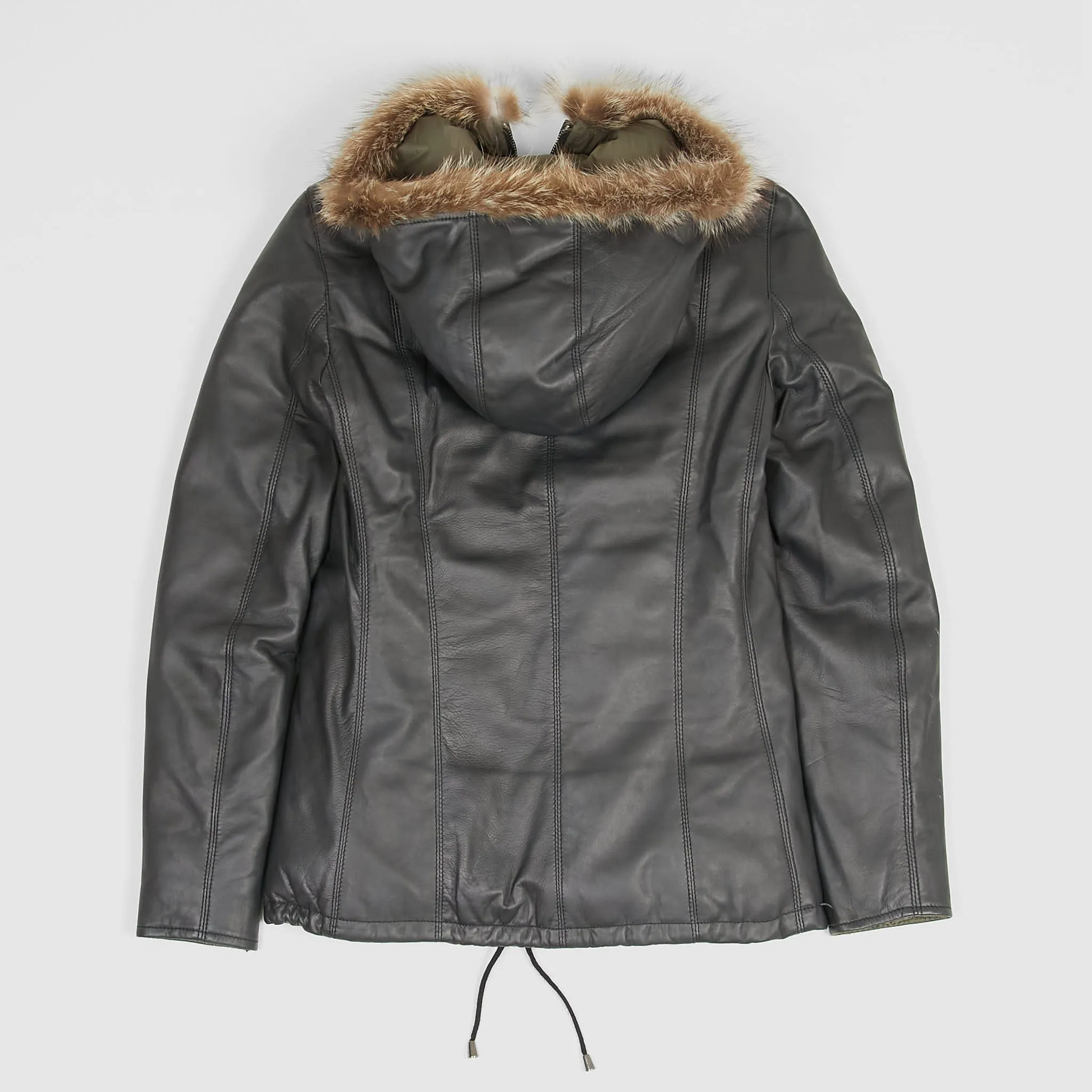 Stewart Ladies Reversible Down Hooded Leather Jacket