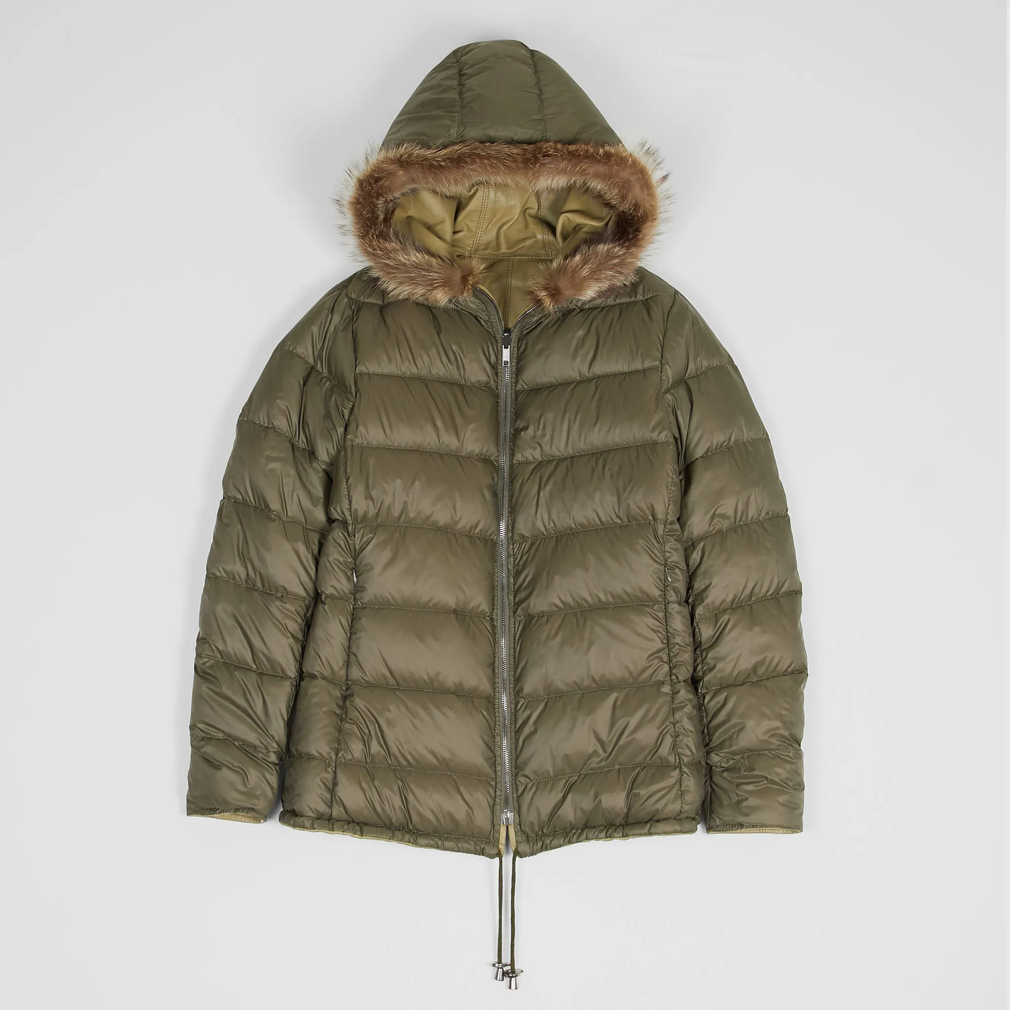 Stewart Ladies Reversible Down Hooded Leather Jacket