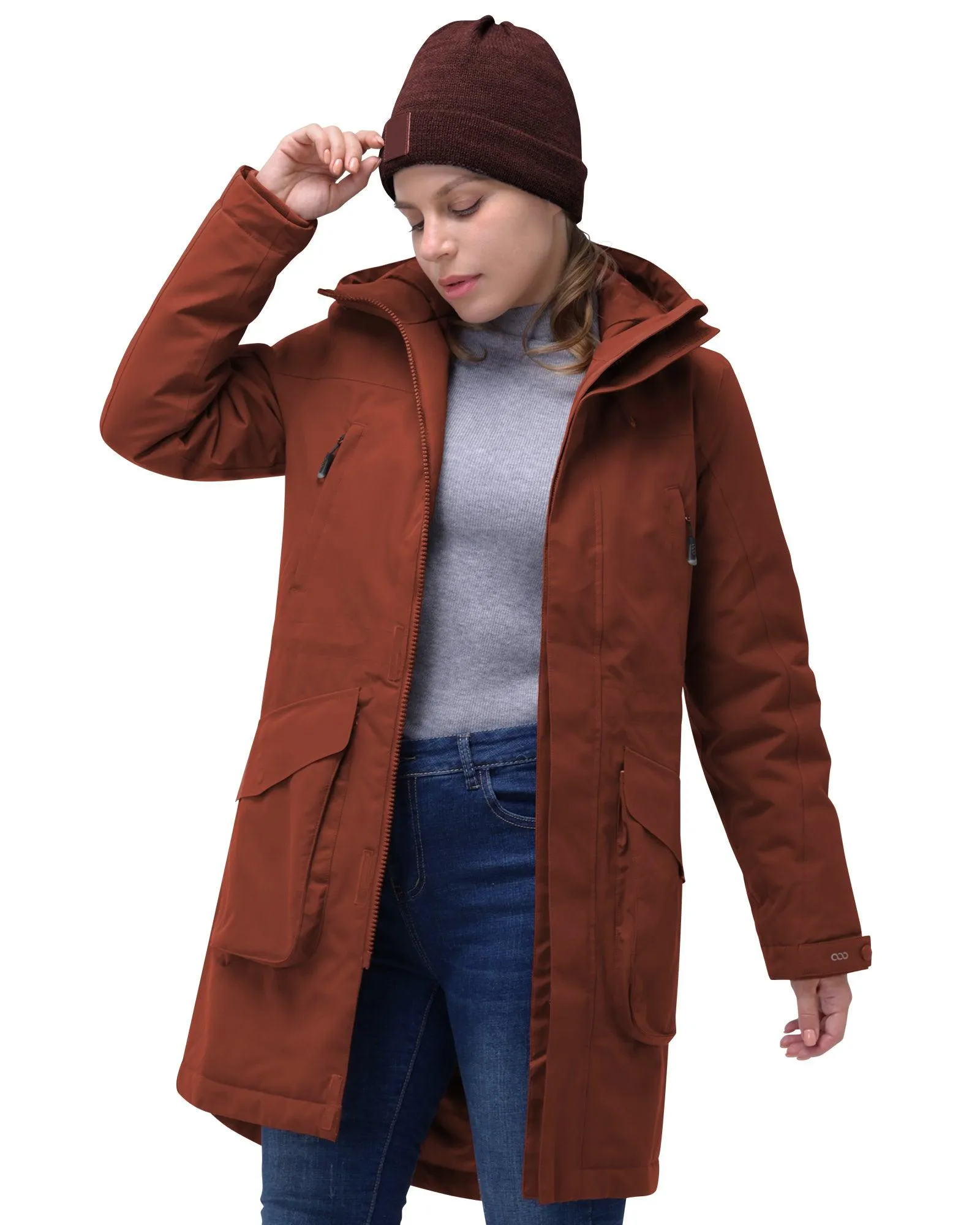 Women's Parka Coat With Hood, Long Insulated Military Jacket Thermal Thickened Windproof Winter Coat