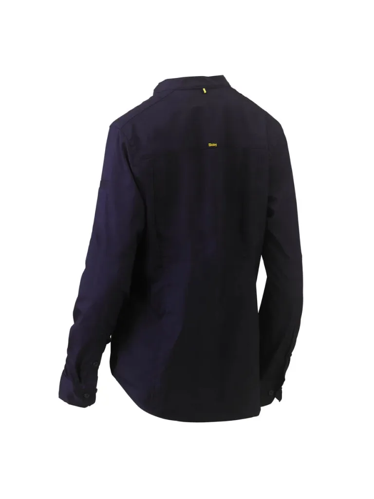 WOMEN'S STRETCH V-NECK CLOSED FRONT SHIRT