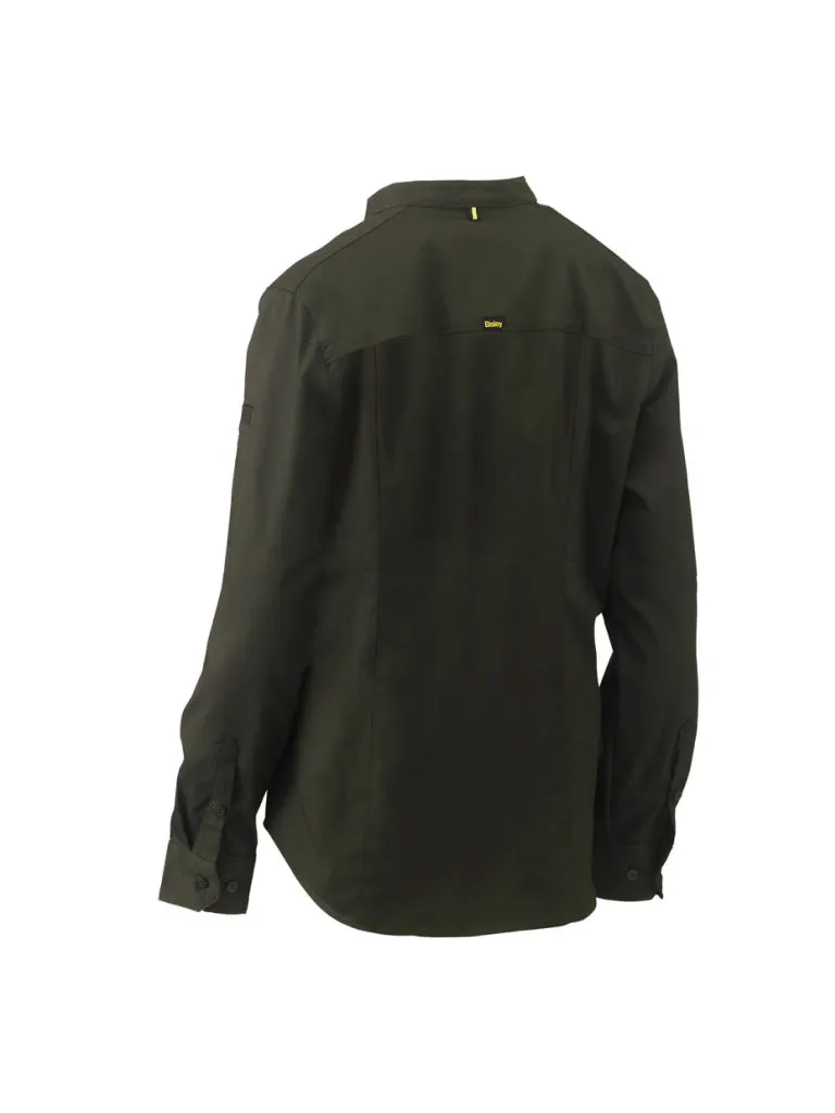 WOMEN'S STRETCH V-NECK CLOSED FRONT SHIRT