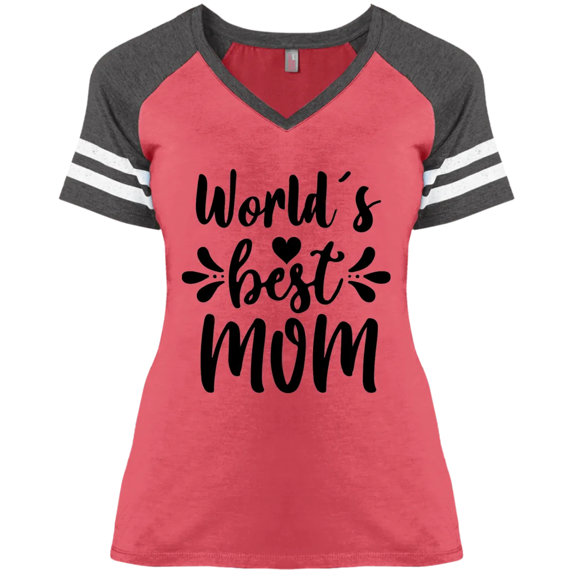 World's Best Mom DM476 Ladies' Game V-Neck T-Shirt