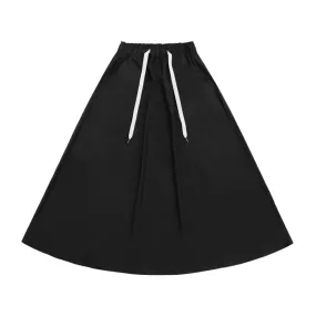 Woven Twill Drawstring Skirt